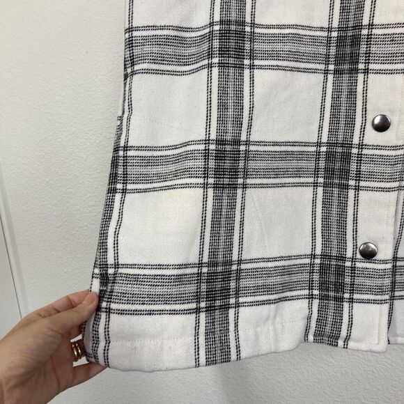 HFX Jacket Women's Medium White Black Plaid Button Up Flannel Shirt Shacket - Picture 8 of 15